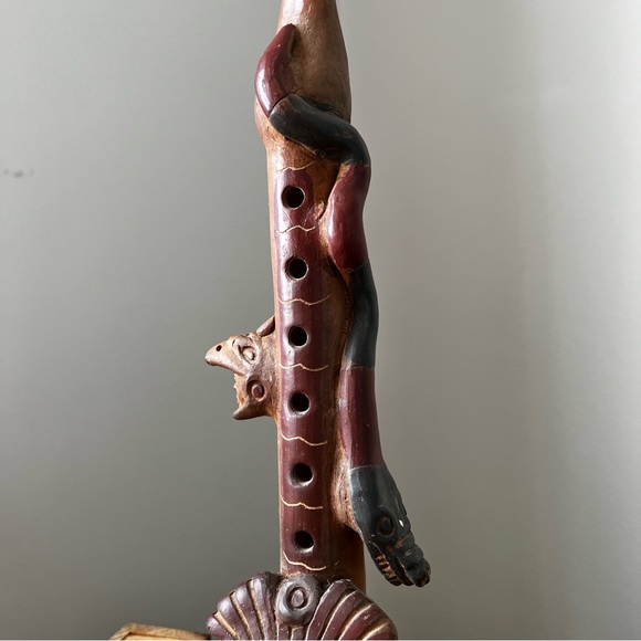 Vintage | Other | Aztec Clay Instrument With Ornate Design Faces And ...
